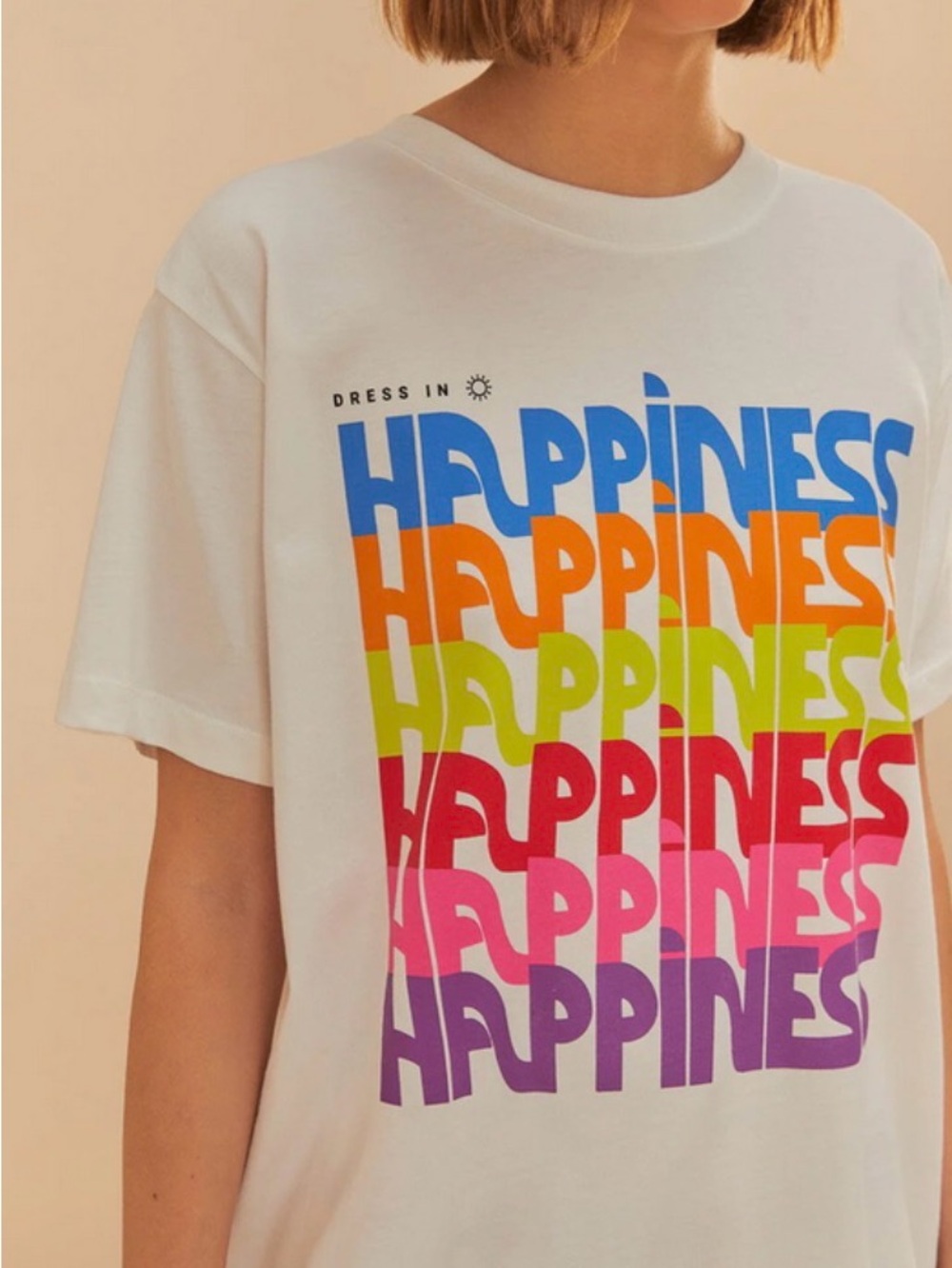 NWOT FARM Rio Off White Dress in Happiness Relaxed Tee Shirt - Picture 2 of 11